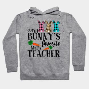 Every Bunny's Favorite Math Teacher Leopard Buffalo Bunny Easter Day Hoodie